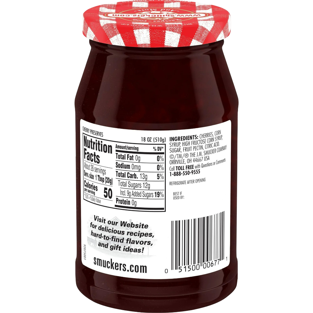 Smucker's Cherry Preserves, 18oz