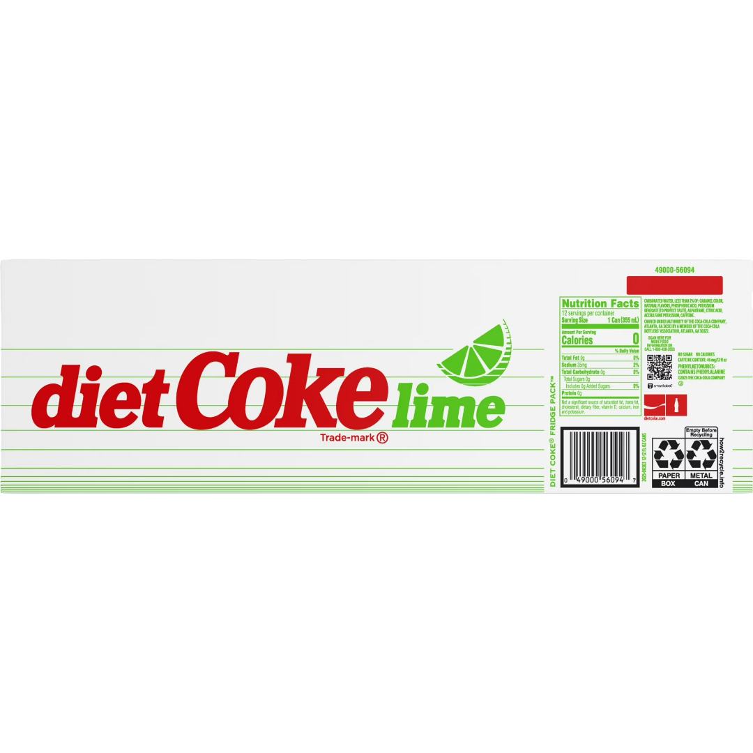 Coca Cola Lime Diet Soda, 12 Pack of 12 fl oz Cans Coke