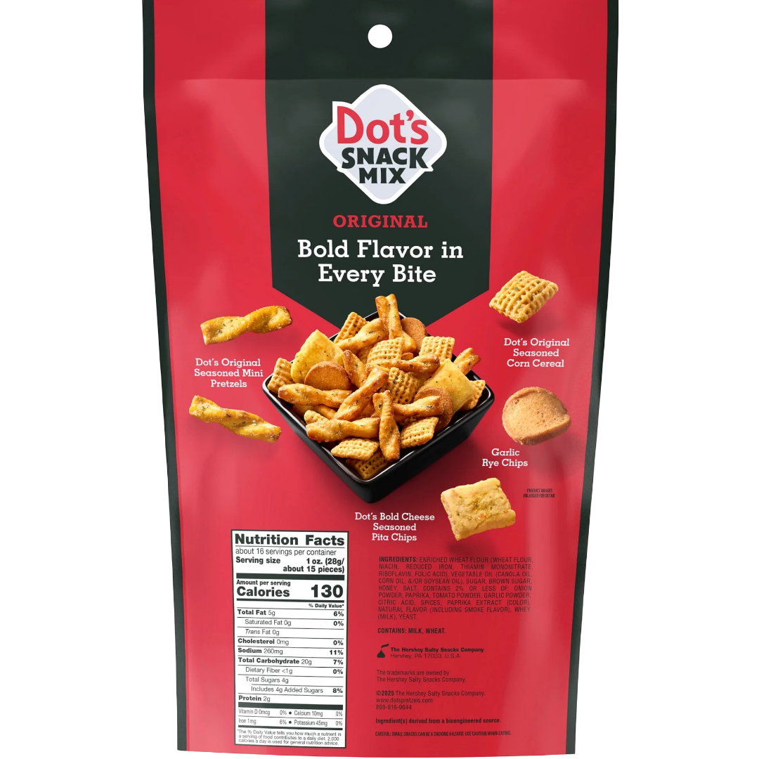 Dot's Snack Mix, Mini Pretzels, Corn Cereal, Cheese Pita Chips, Rye Chips, 14 oz