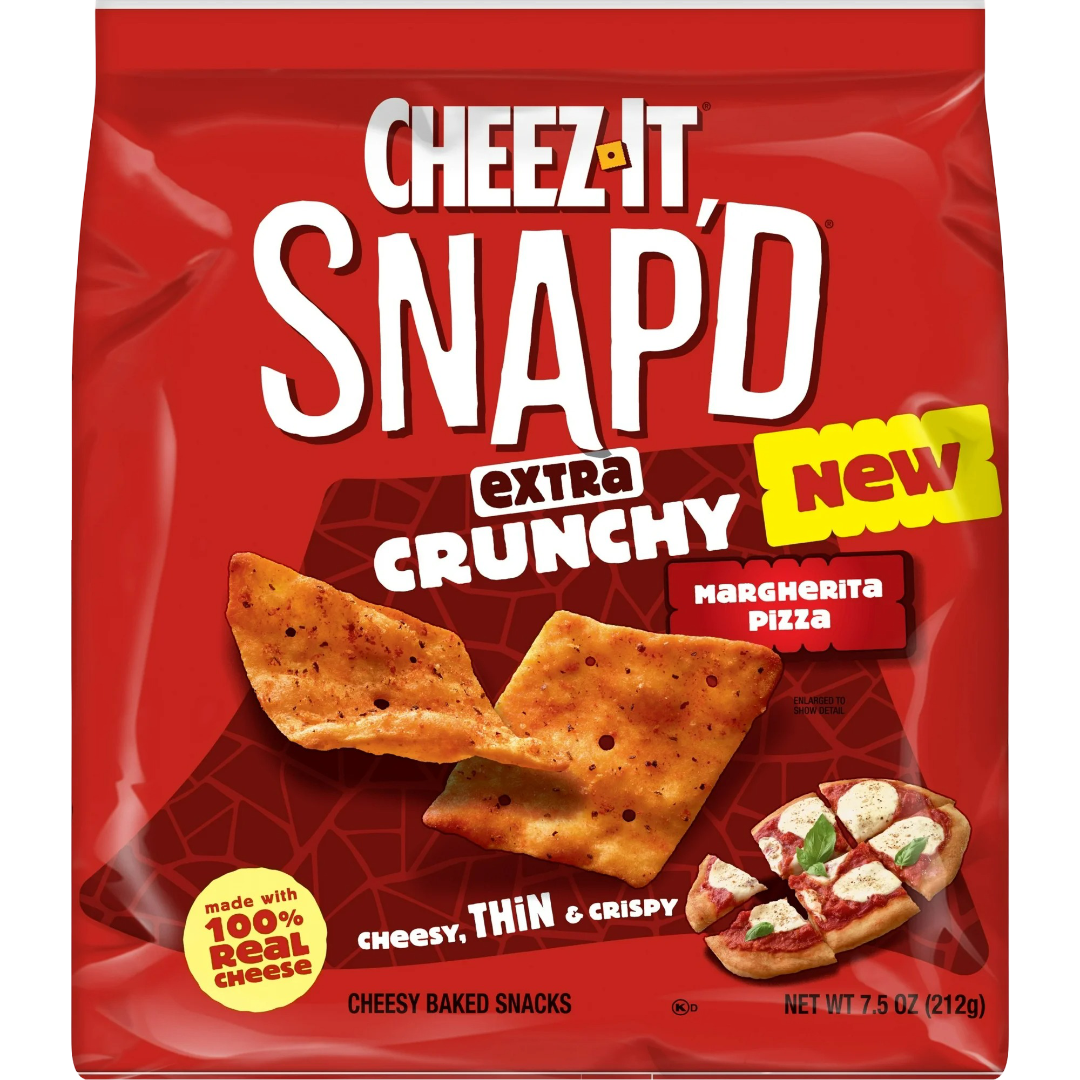 Cheez-It Snap'd Extra Crunchy Margherita Pizza Cheesy Baked Snacks, 7.5oz