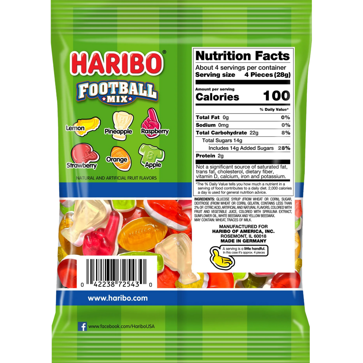 HARIBO Gummies, Football Mix Gummy Candy, 4oz Share Bag