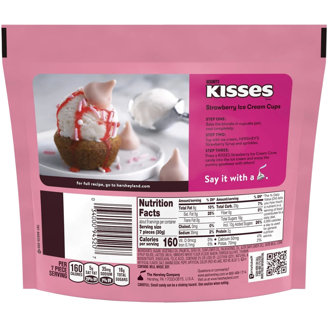 Hershey's Kisses Strawberry Ice Cream Cone Flavored Candy, 9 oz