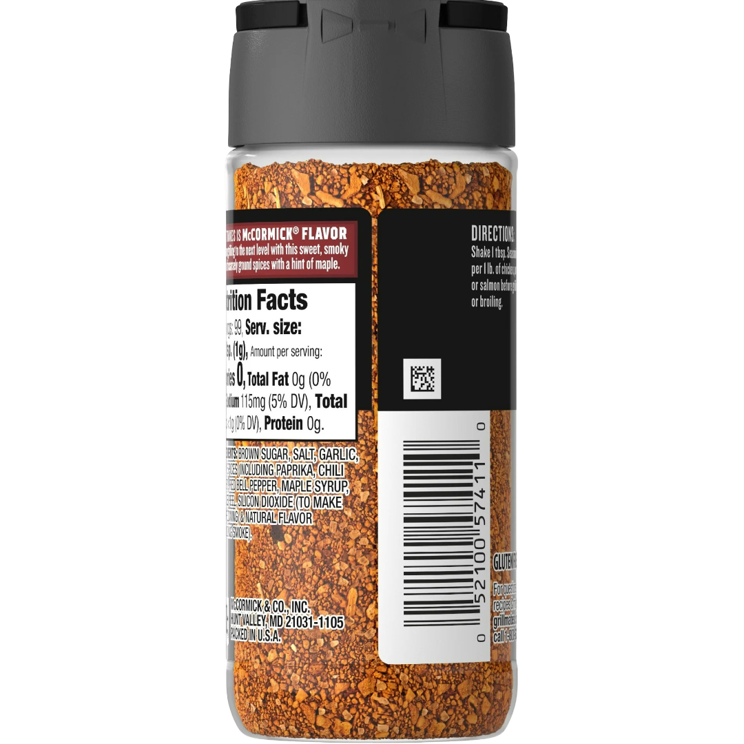 McCormick Grill Mates Gluten Free Smokehouse Maple Seasoning, 3.5oz