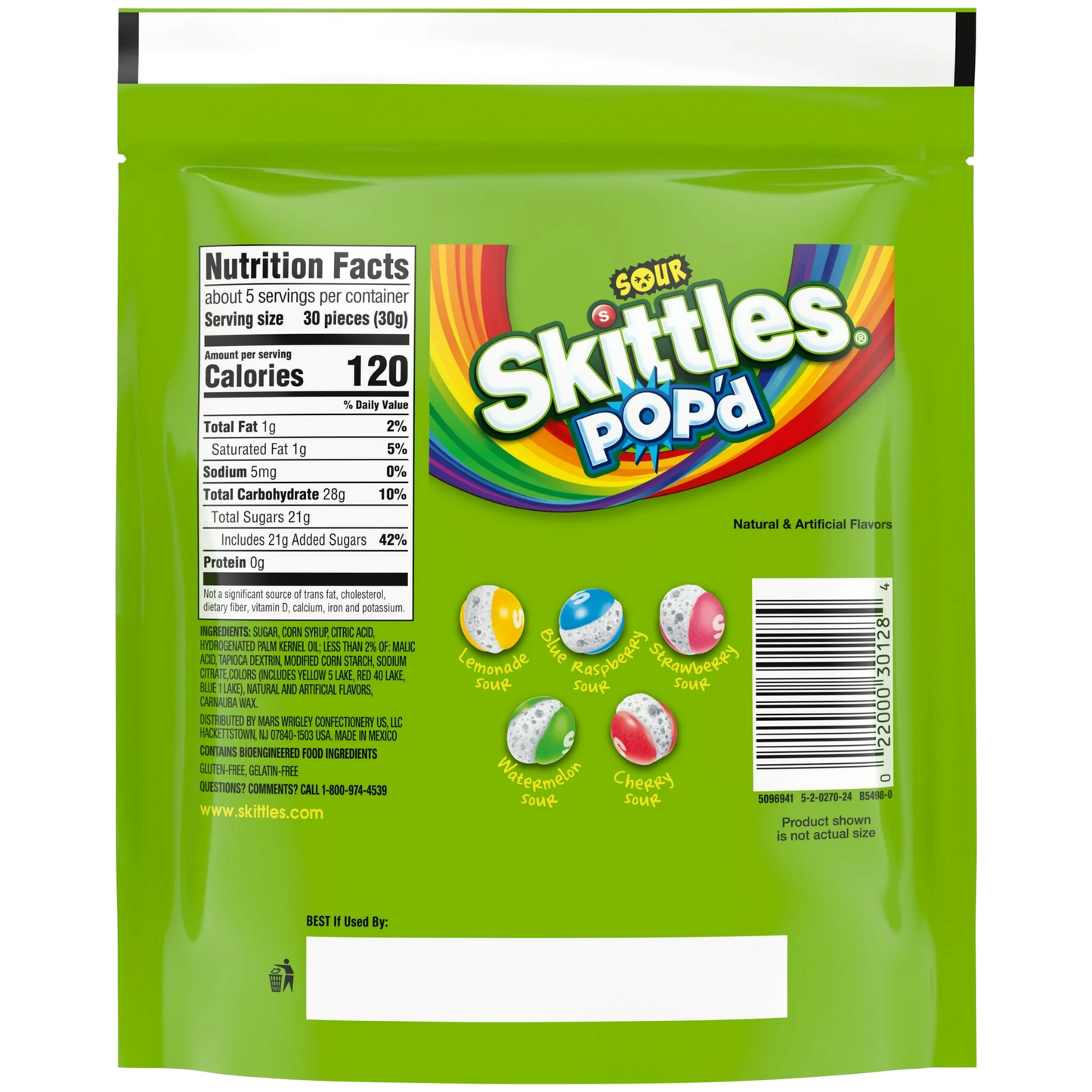 SKITTLES POP'D Sour Freeze Dried Candy, 5.5oz