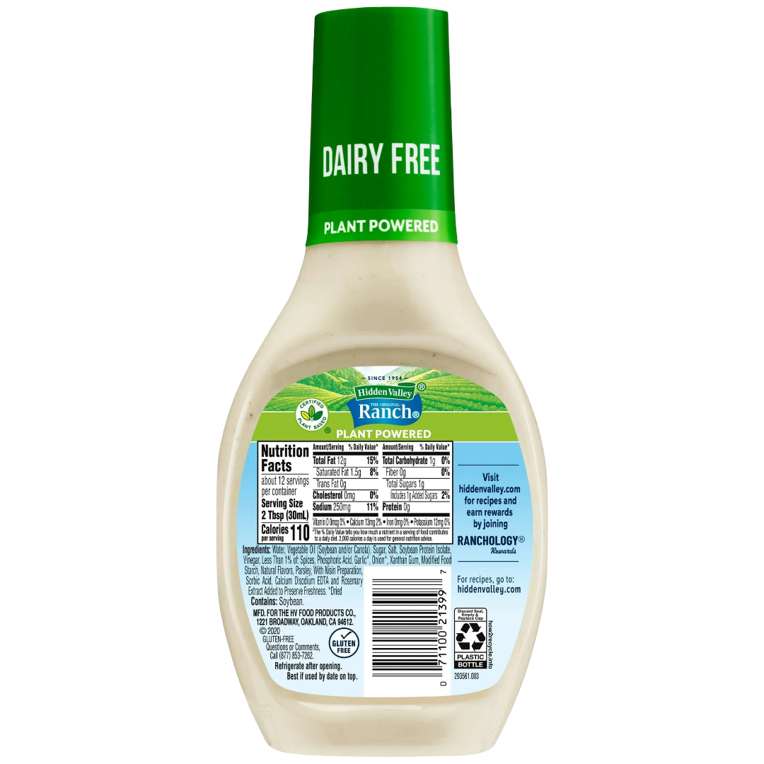 Hidden Valley Original Plant Powered Ranch Vegan Gluten Free Salad Dressing 12oz