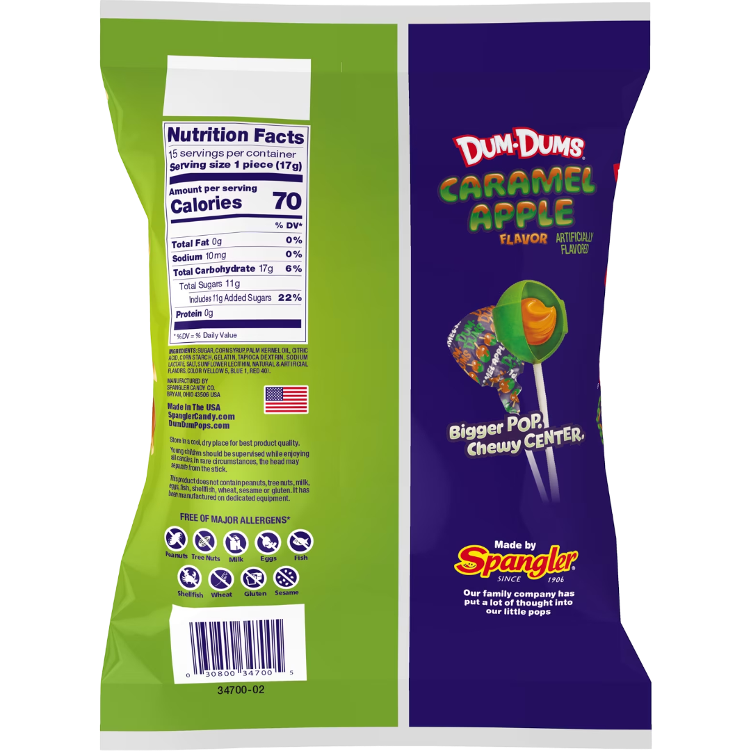 Dum Dums Jumbo Caramel Apple Flavored Lollipops, 8.8 oz