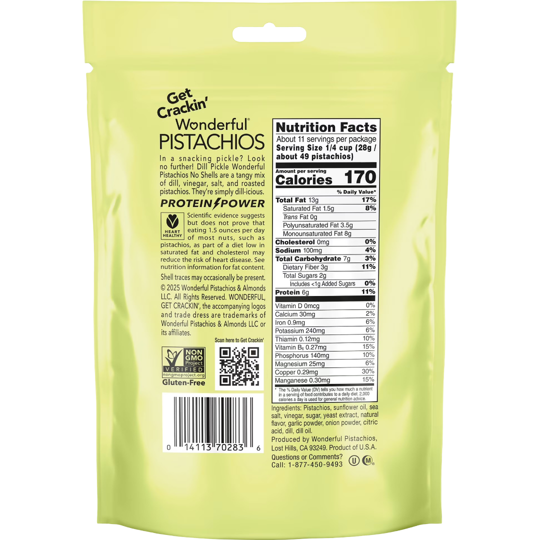 Wonderful Pistachios No Shells Dill Pickle Nuts, 11 oz