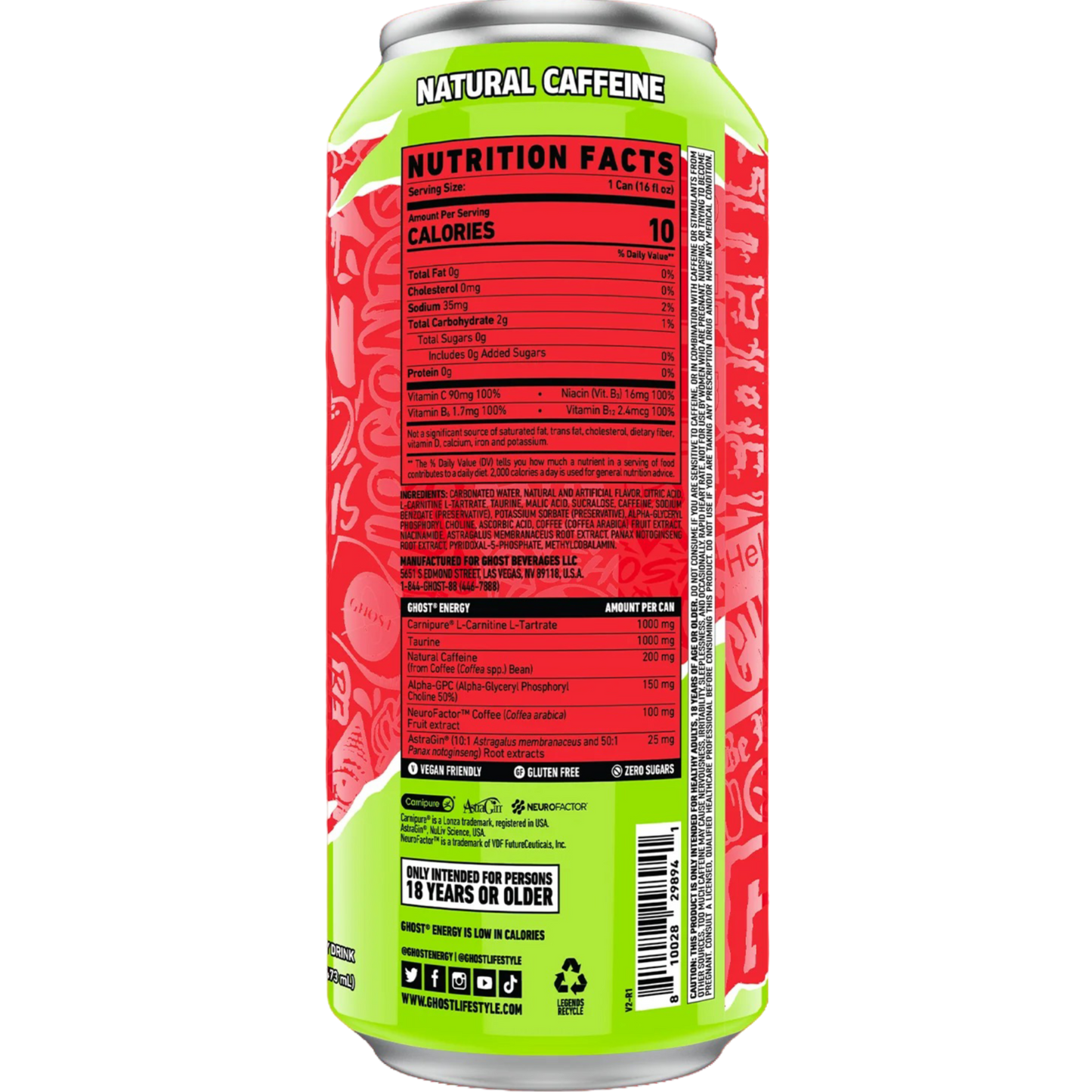 GHOST® ENERGY Zero Sugar Energy Drink, Cherry Limeade, 16 fl oz
