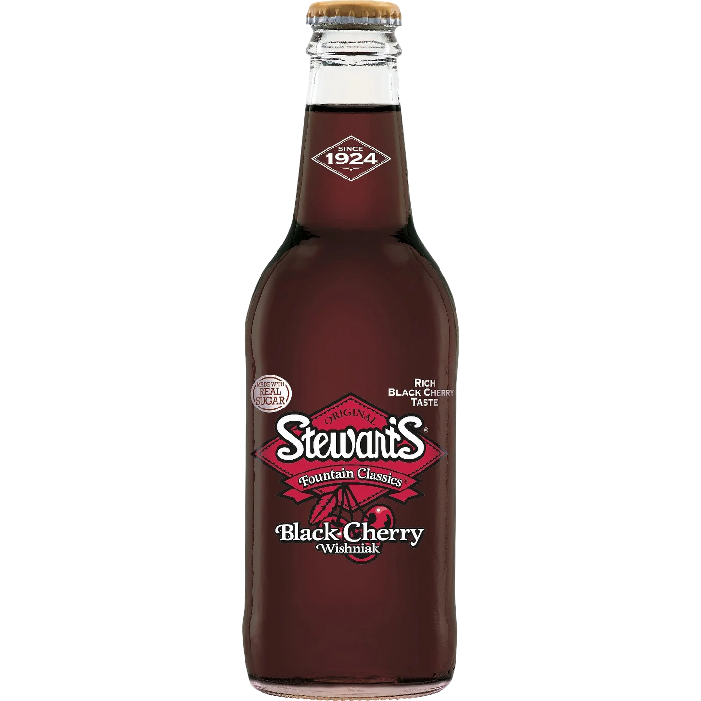 Stewart's Original Black Cherry Wishniak Soda 12 oz Bottle