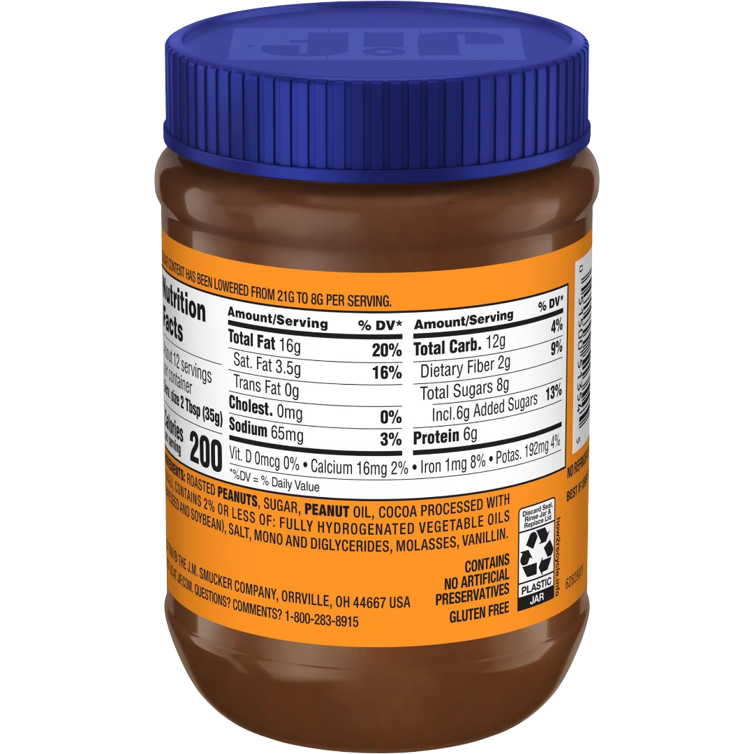 Jif Crunchy Peanut Butter & Chocolate Flavored Spread, 15oz
