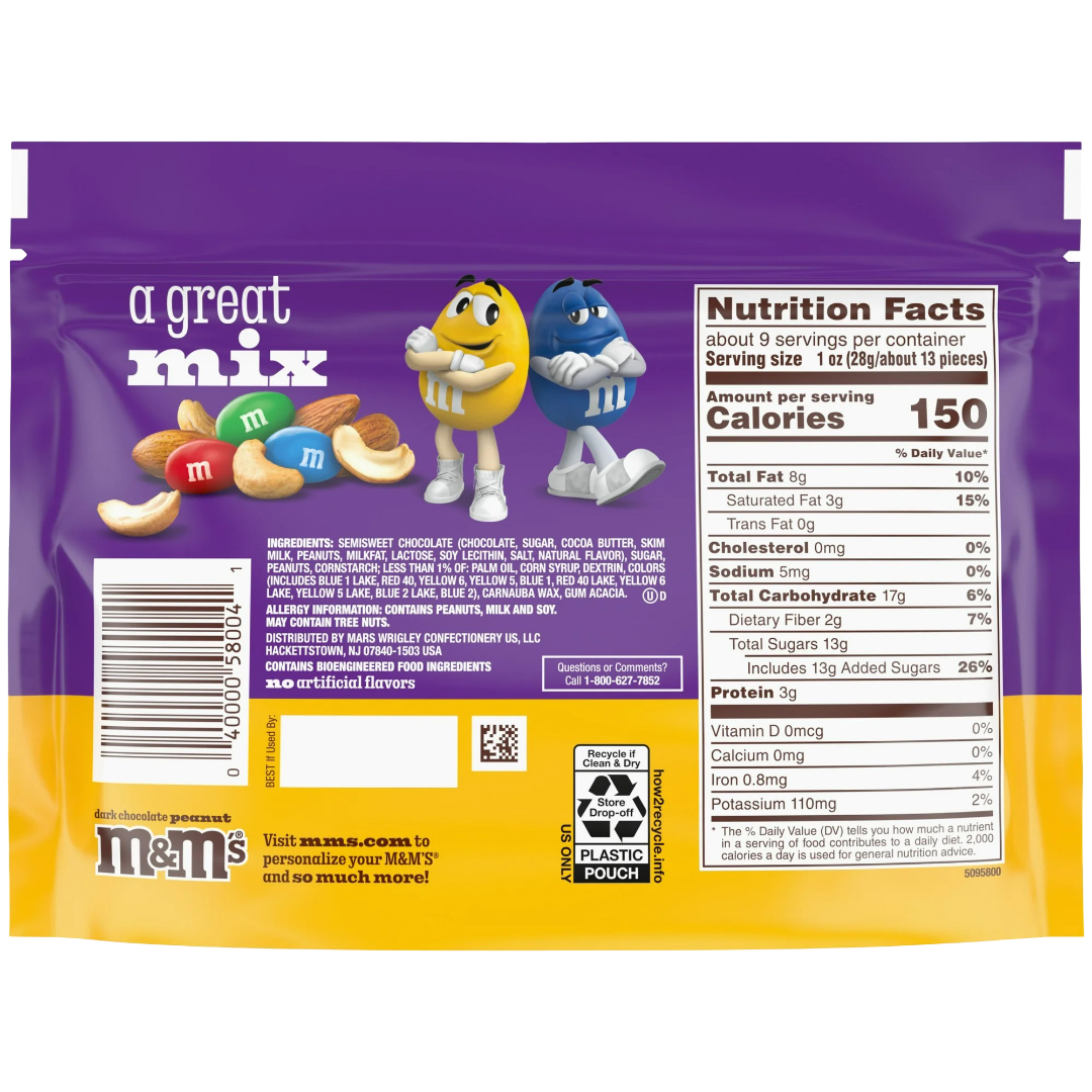 M&M's Dark Chocolate Peanut Candy, Sharing Size, 9.4 oz