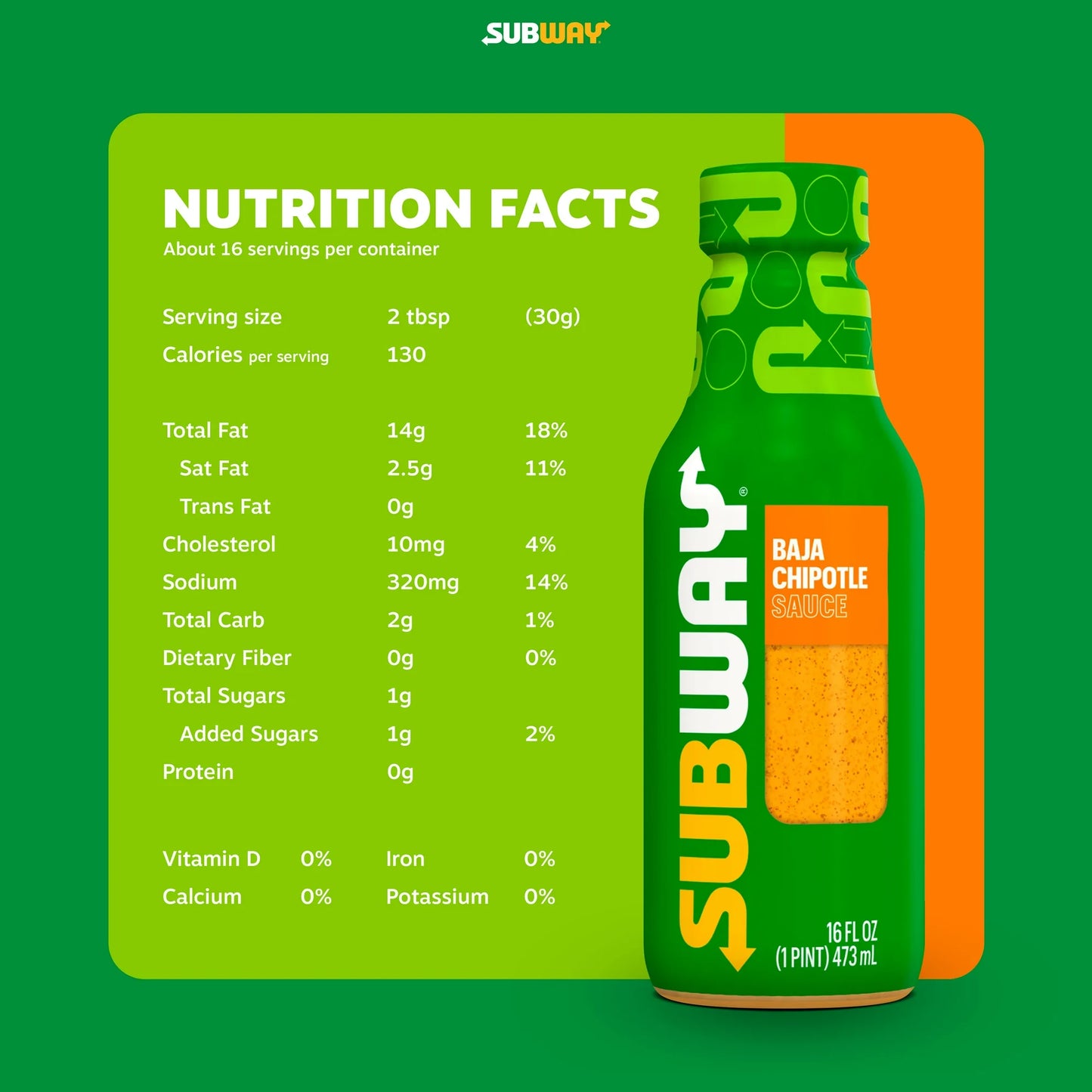 Subway Baja Chipotle Sauce, 16 fl oz