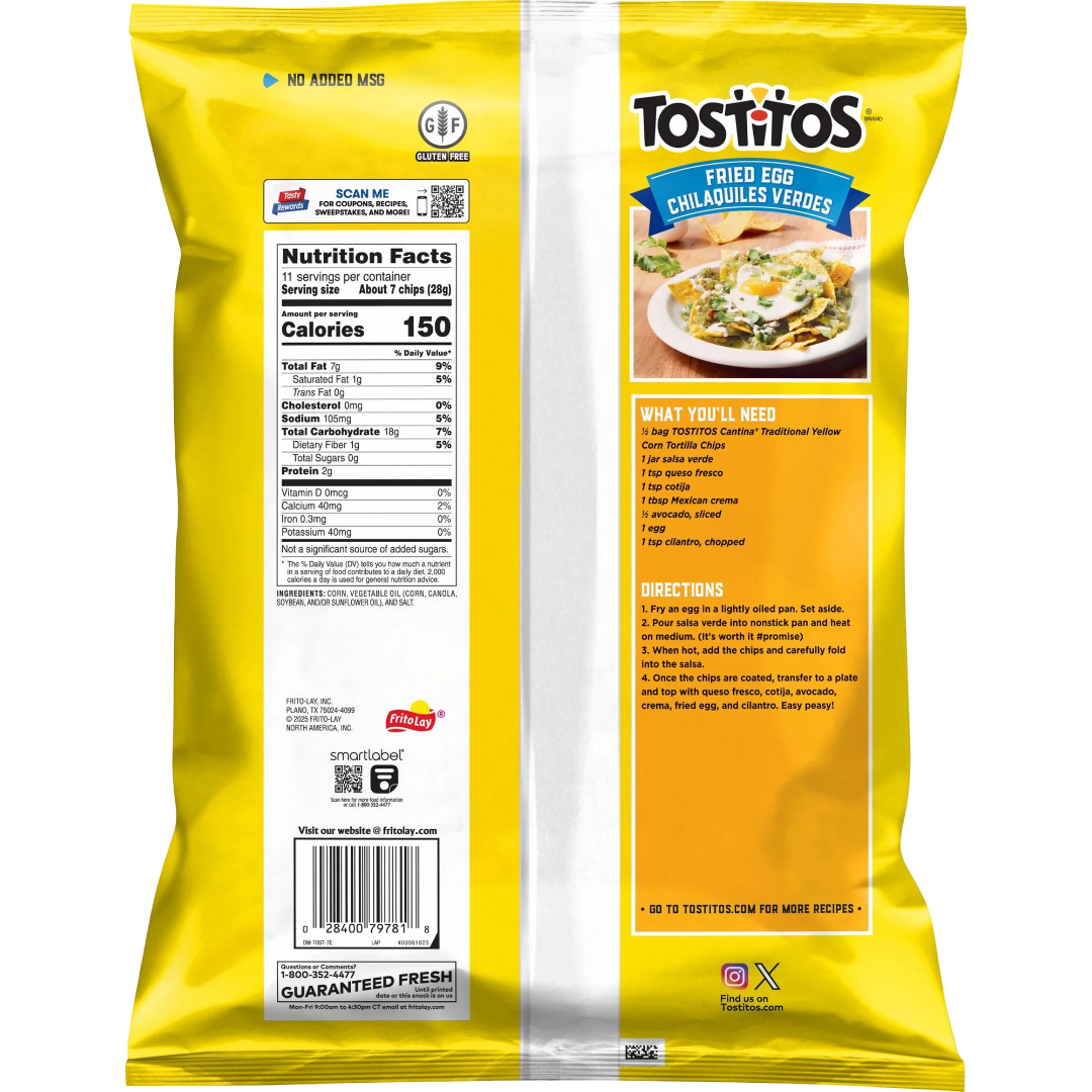 Tostitos Traditional Cantina Tortilla Chips, 11 oz