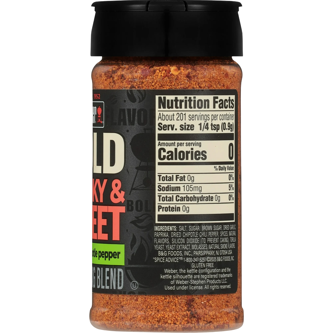 Weber BOLD Smoky & Sweet Seasoning with Chipotle Pepper, Seasoning Blend, 6.4oz