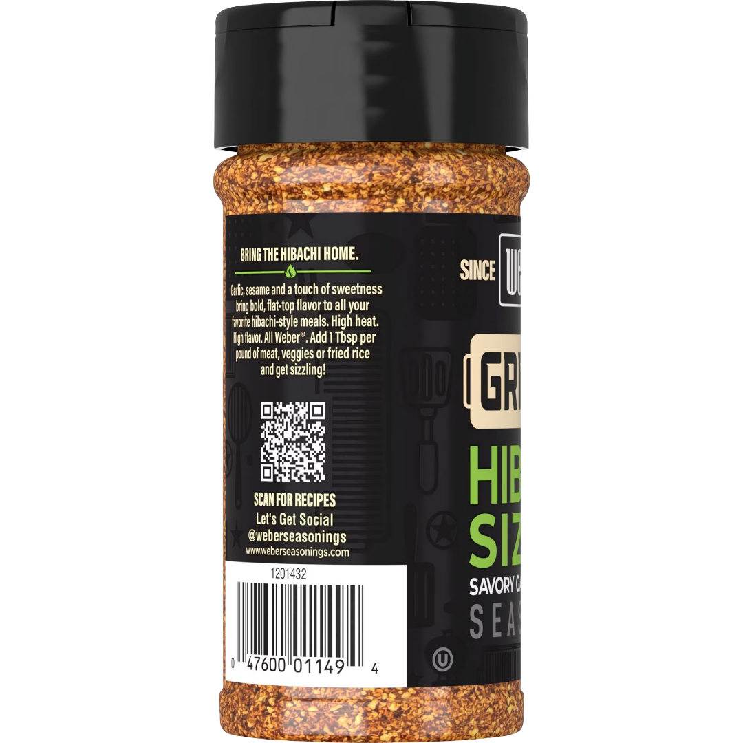 Weber Griddle Hibachi Sizzle, Savory Garlic & Sesame Seasoning Blend, 5.6 oz