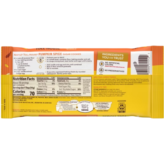Nestle Toll House Pumpkin Spice Regular Baking Chips Morsels, 9 oz