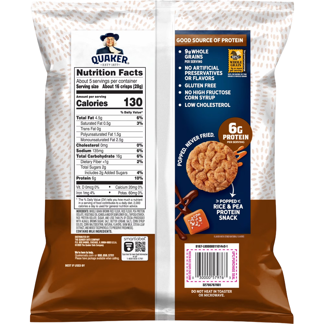 Quaker Protein Crisps Chocolate Caramel Mini Rice Cakes, 5.2 oz