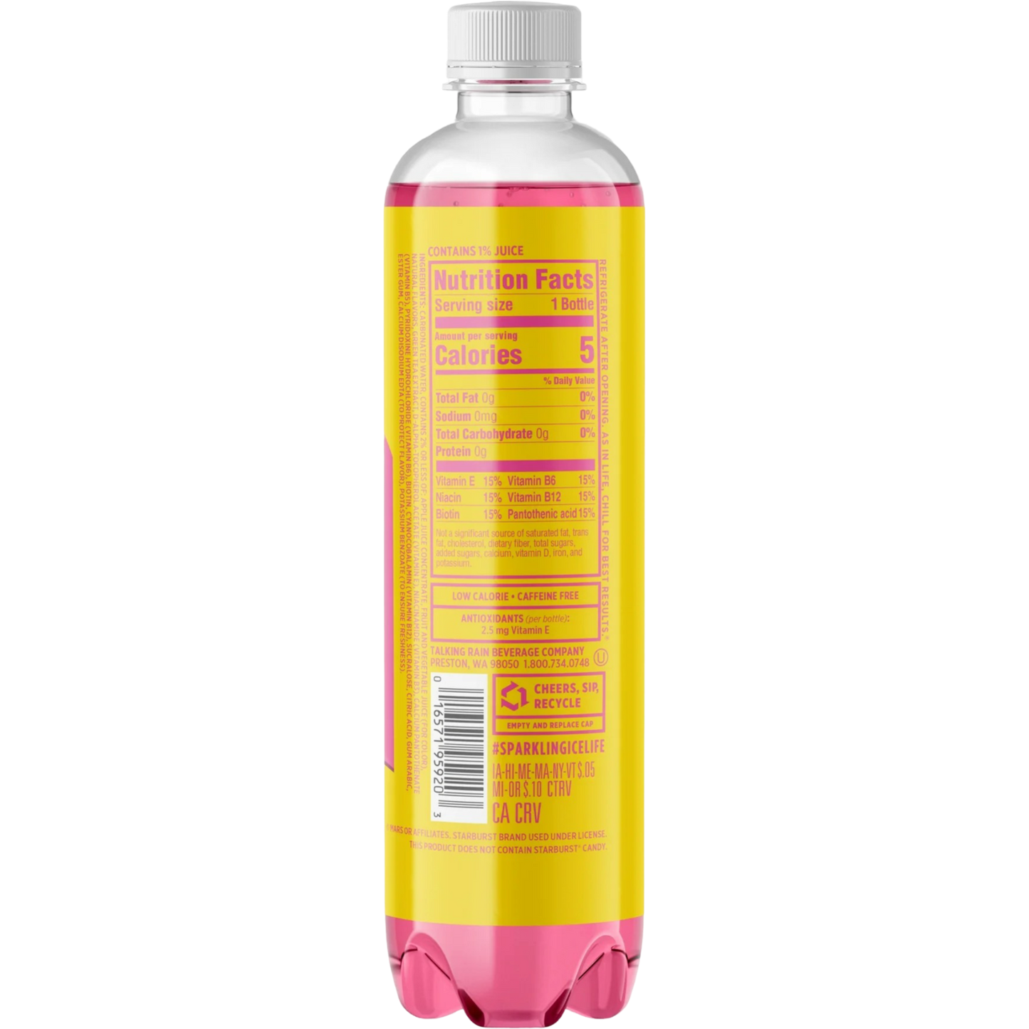 Sparkling Ice Starburst Strawberry Flavored Sparkling Water, 17 fl oz