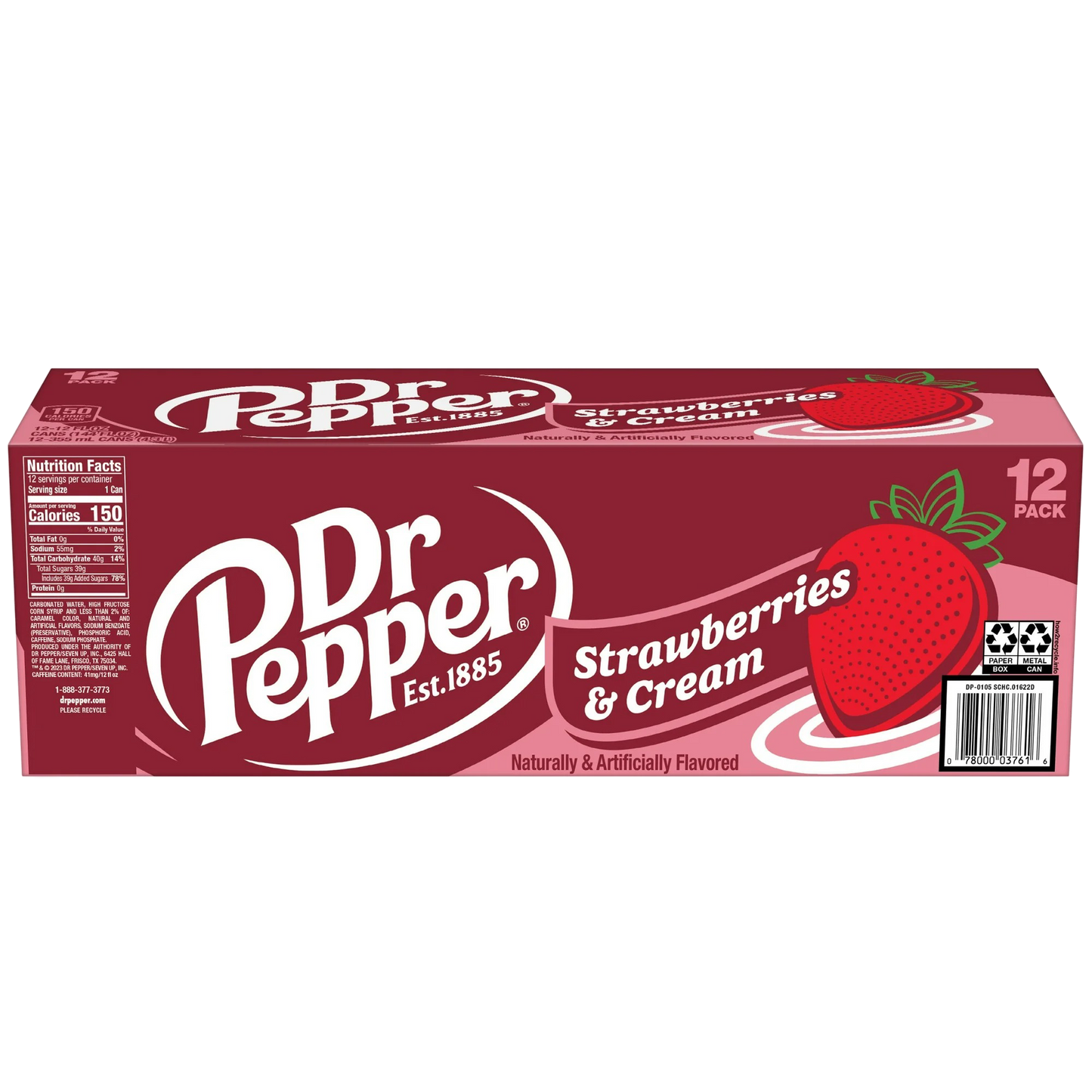 Dr Pepper Strawberries and Cream Soda Pop, 12 Pack of 12oz Cans