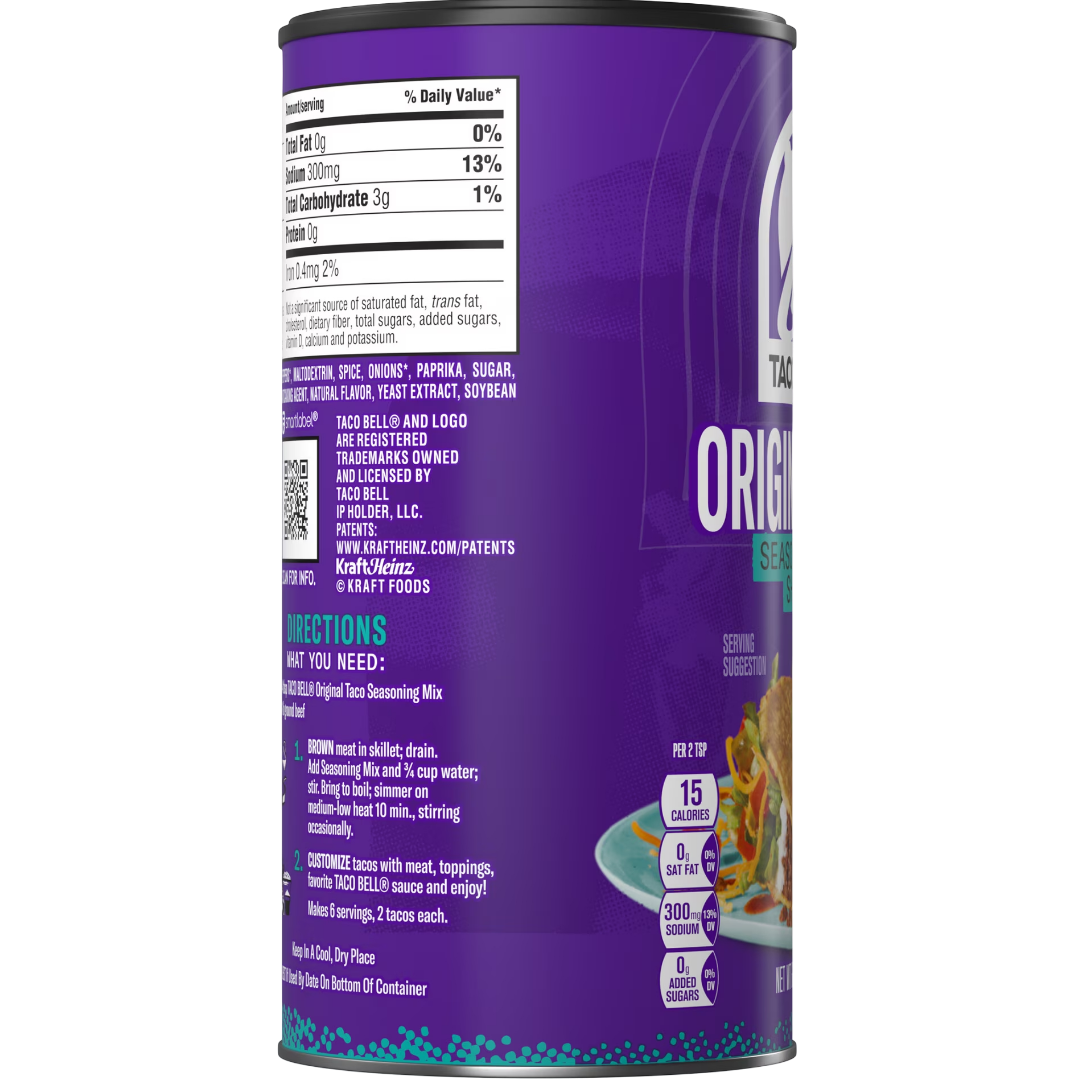 Taco Bell Original Taco Seasoning Mix Shaker, 6.25 oz