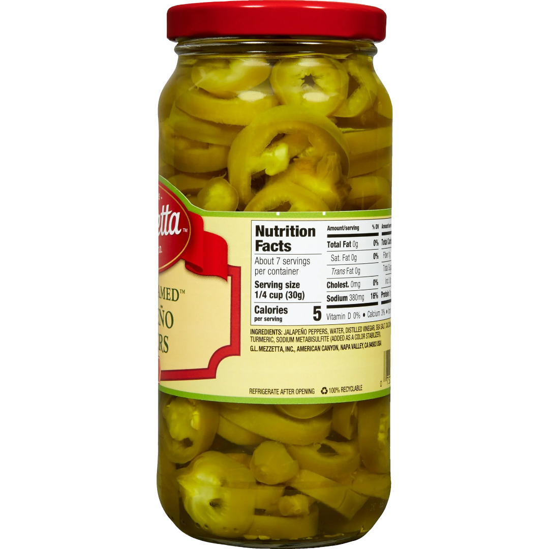 Mezzetta Sliced Tamed Jalapeño Peppers, 16 fl oz