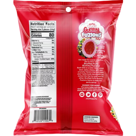 Stuffed Puffs Gummy Fuzions Fruity Punch Candy, 4.23 oz
