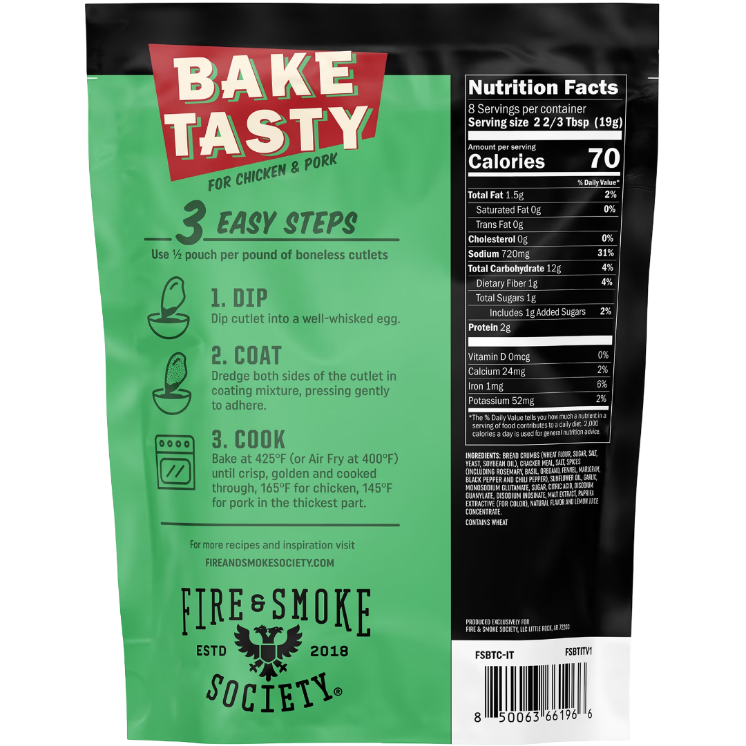 Fire & Smoke Society Bake Tasty Italian Seasoned Coating Mix, 5.3 oz