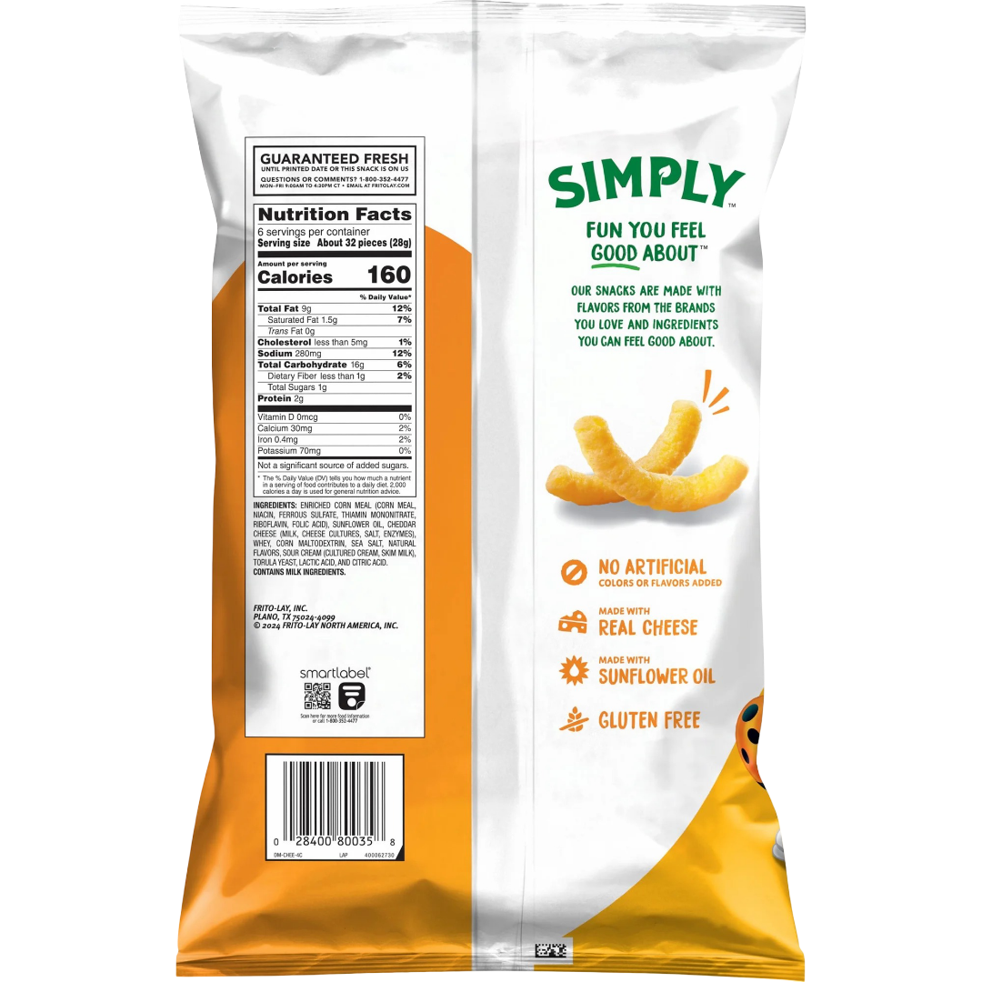 Simply White Cheddar Cheese Flavored Cheetos Puffs Snacks, 6 oz