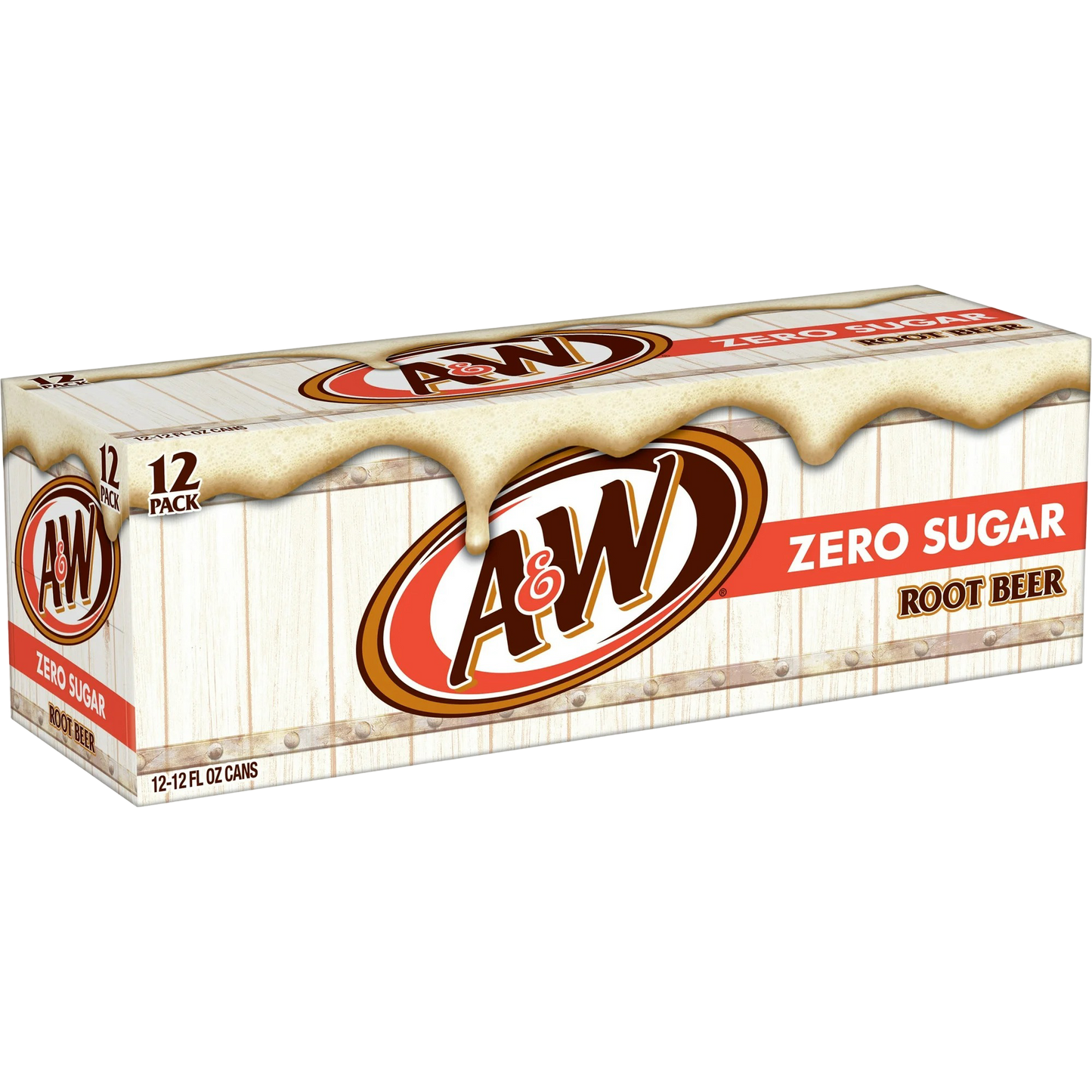 A&W Zero Sugar Root Beer Soda Pop, 12 Pack of 12oz Cans