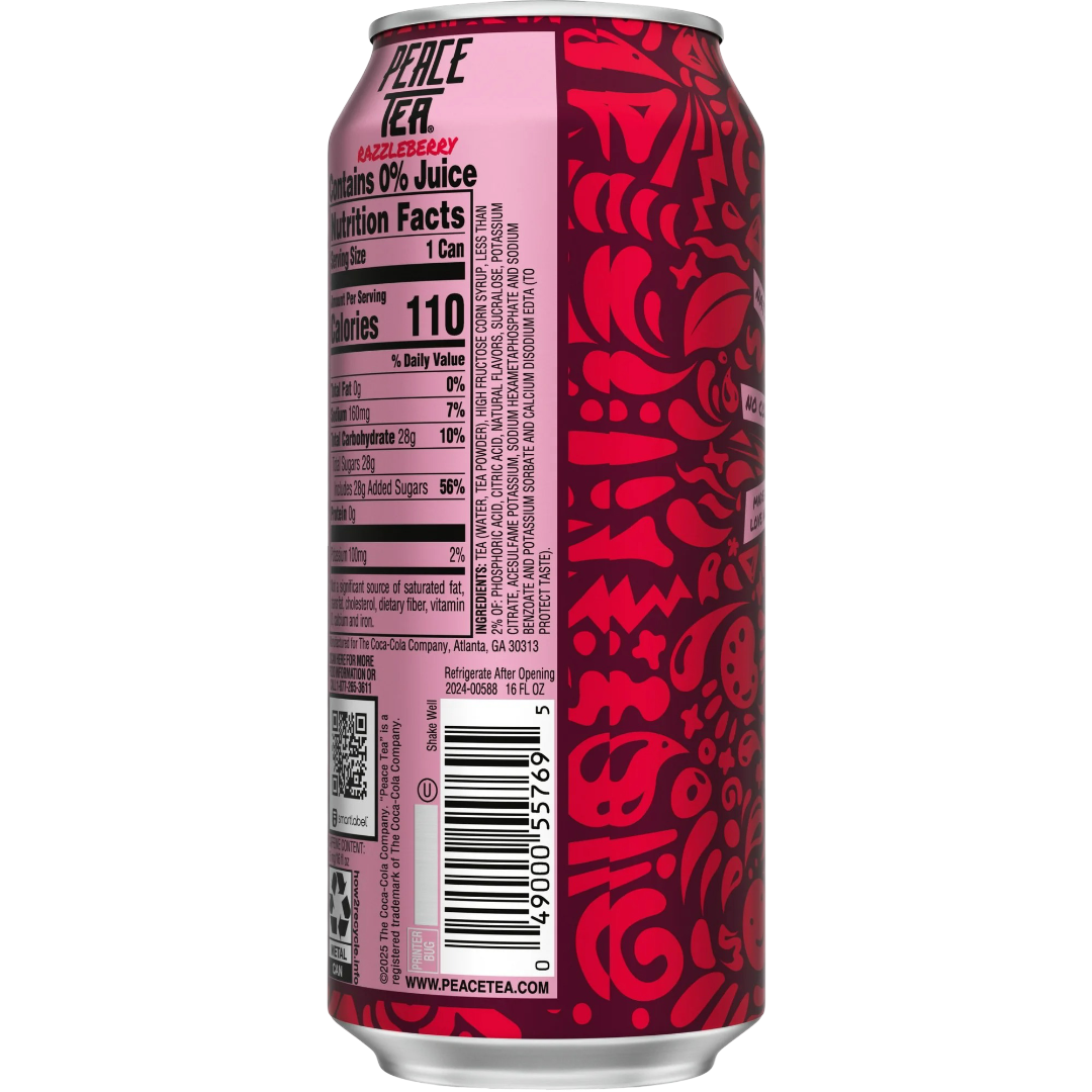 Peace Tea Razzleberry Canned Iced Tea, 16 fl oz