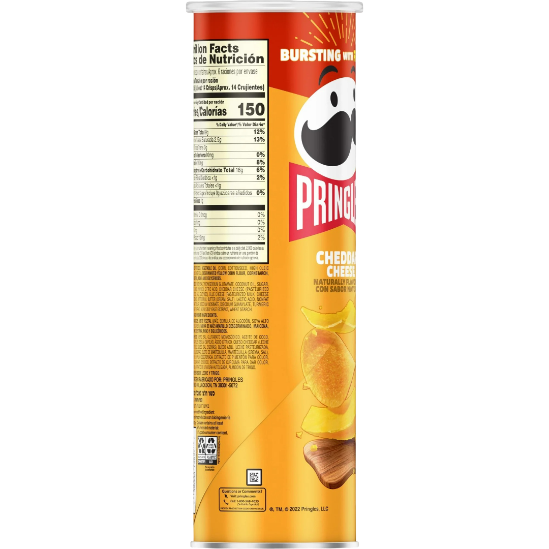 Pringles Cheddar Cheese Potato Crisps Chips, 5.5oz