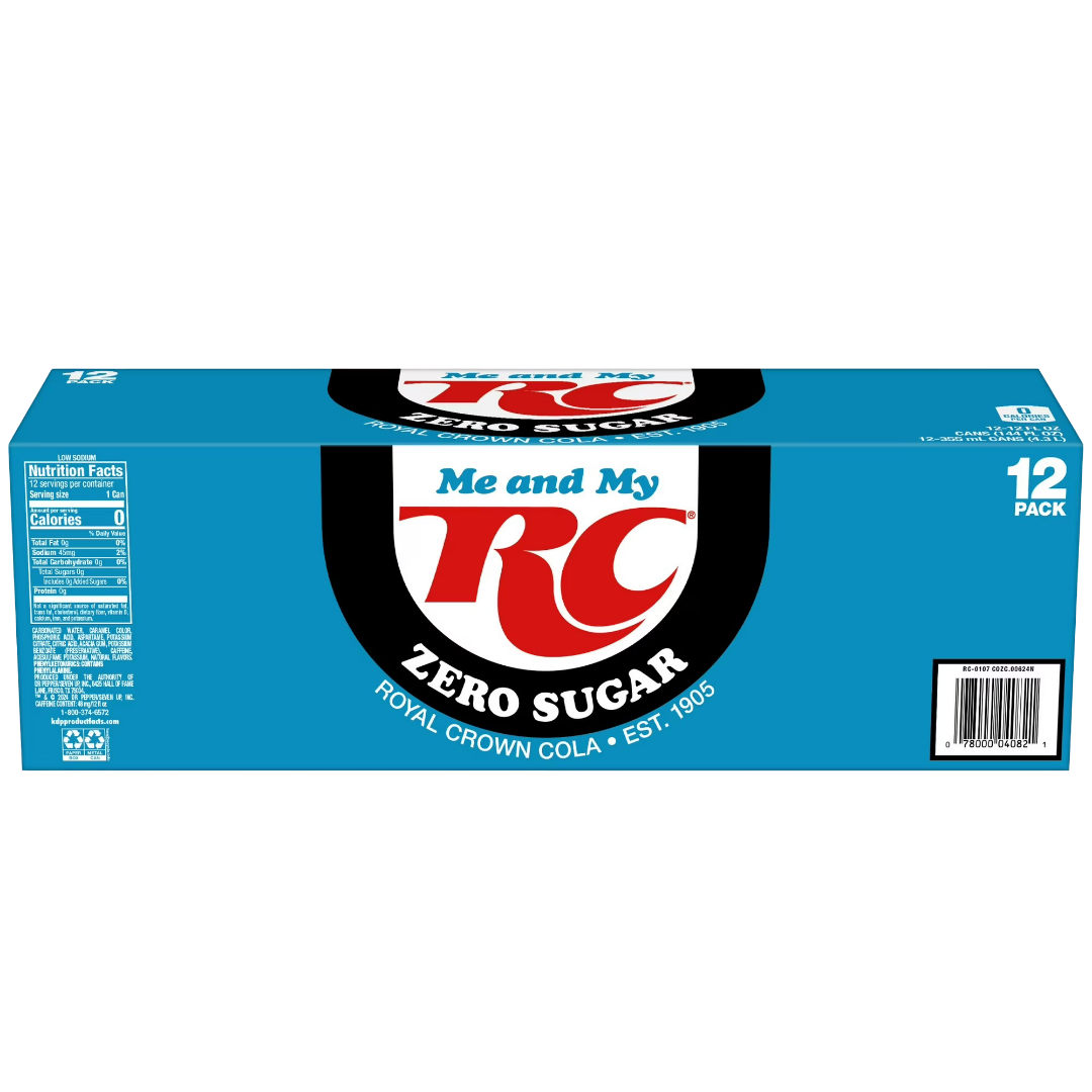 RC Cola Zero Sugar Soda Pop, 12 Pack of 12 fl oz Cans