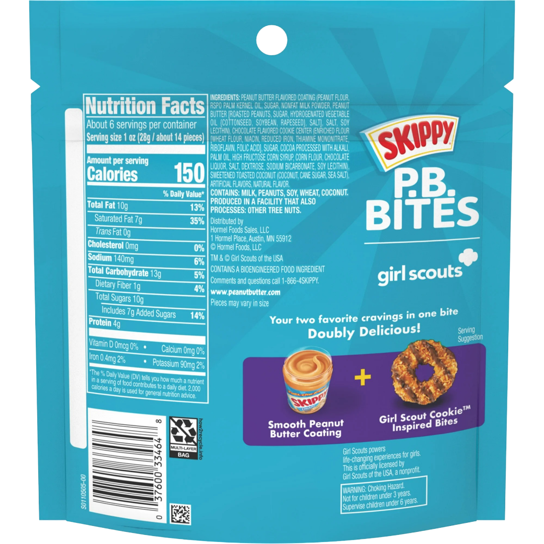 SKIPPY PB Bites Girl Scouts Coconut Caramel Snack, 5.5 oz