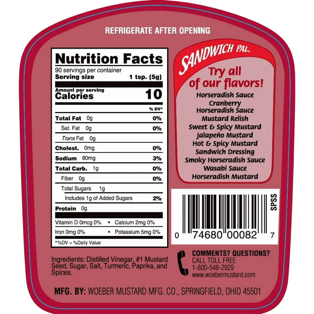 Woeber's Sandwich Pal Sweet & Spicy Mustard, 16oz