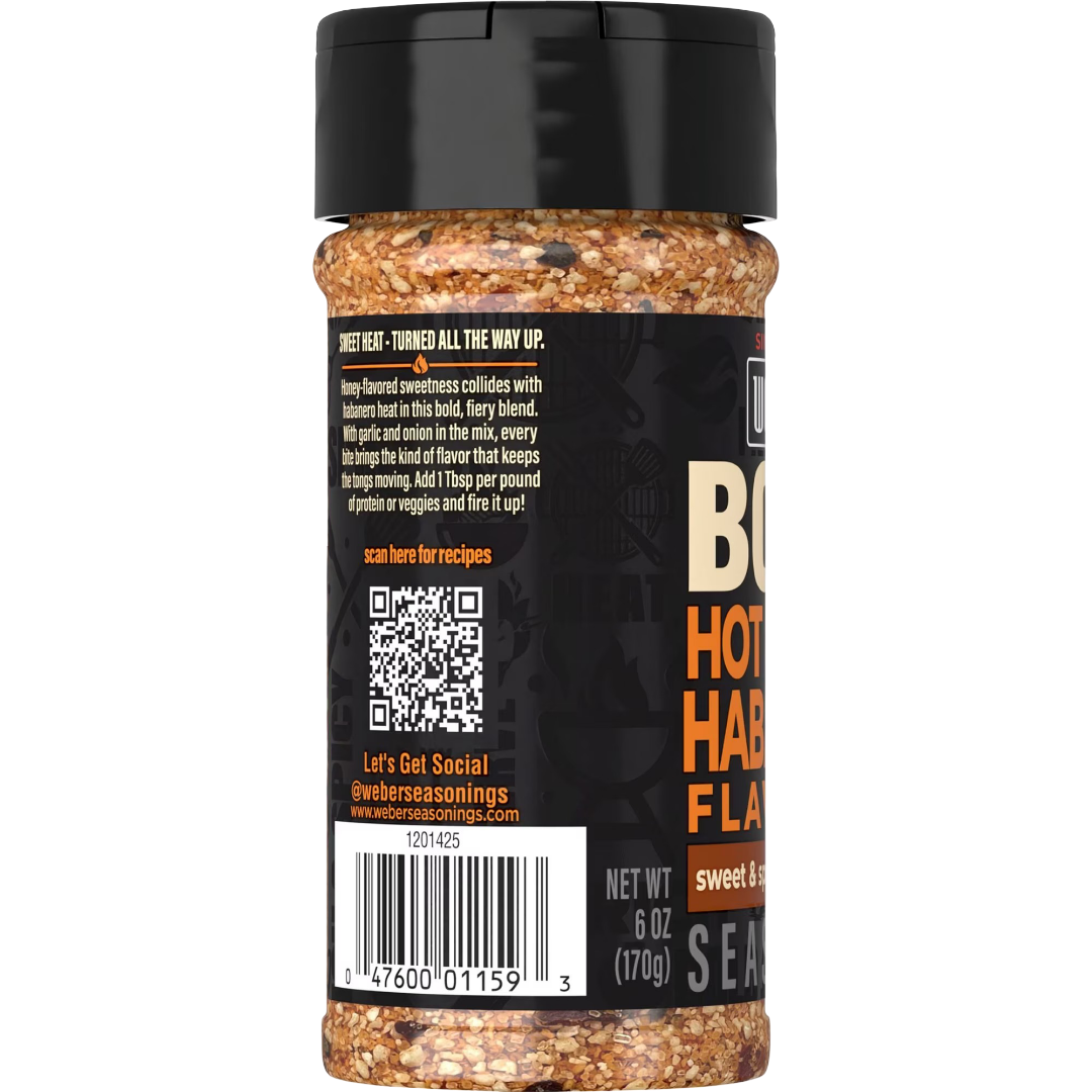 Weber BOLD Hot Honey Habanero, Chili Pepper & Honey Seasoning Blend, 6 oz
