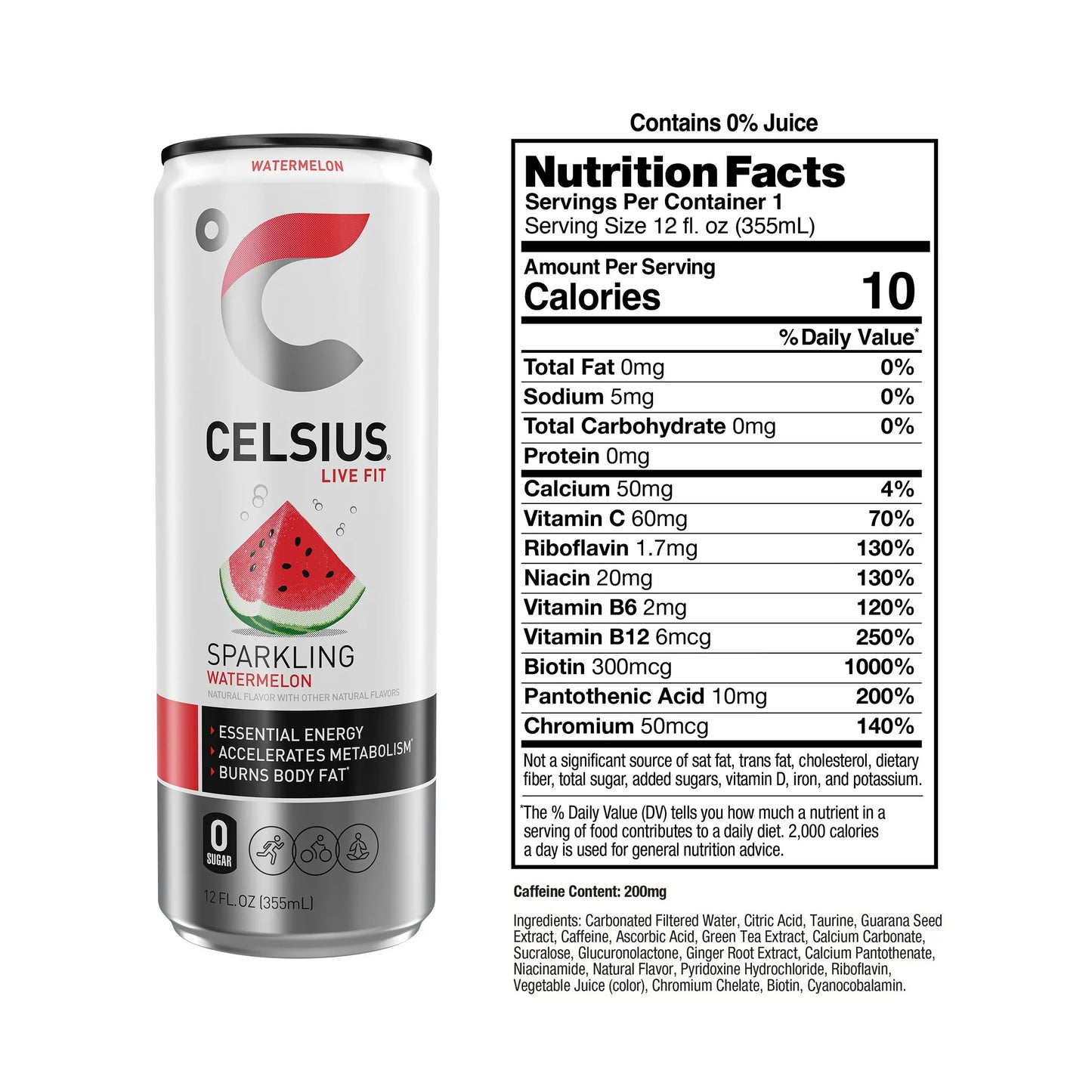 CELSIUS Sparkling Watermelon Energy Drink 12 fl oz Single Can