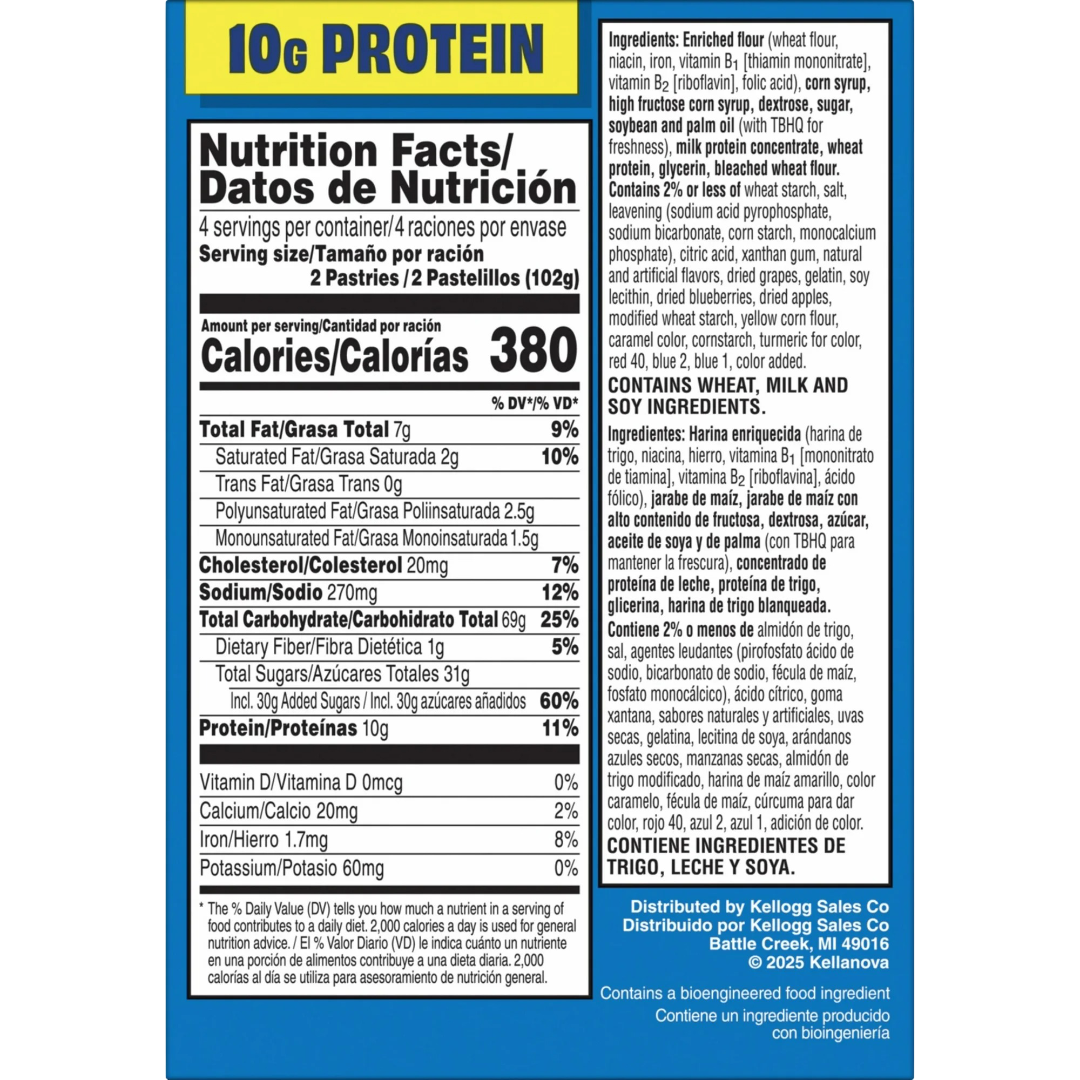 Pop-Tarts Protein Bumpin' Blueberry Toaster Pastries, 14.3oz