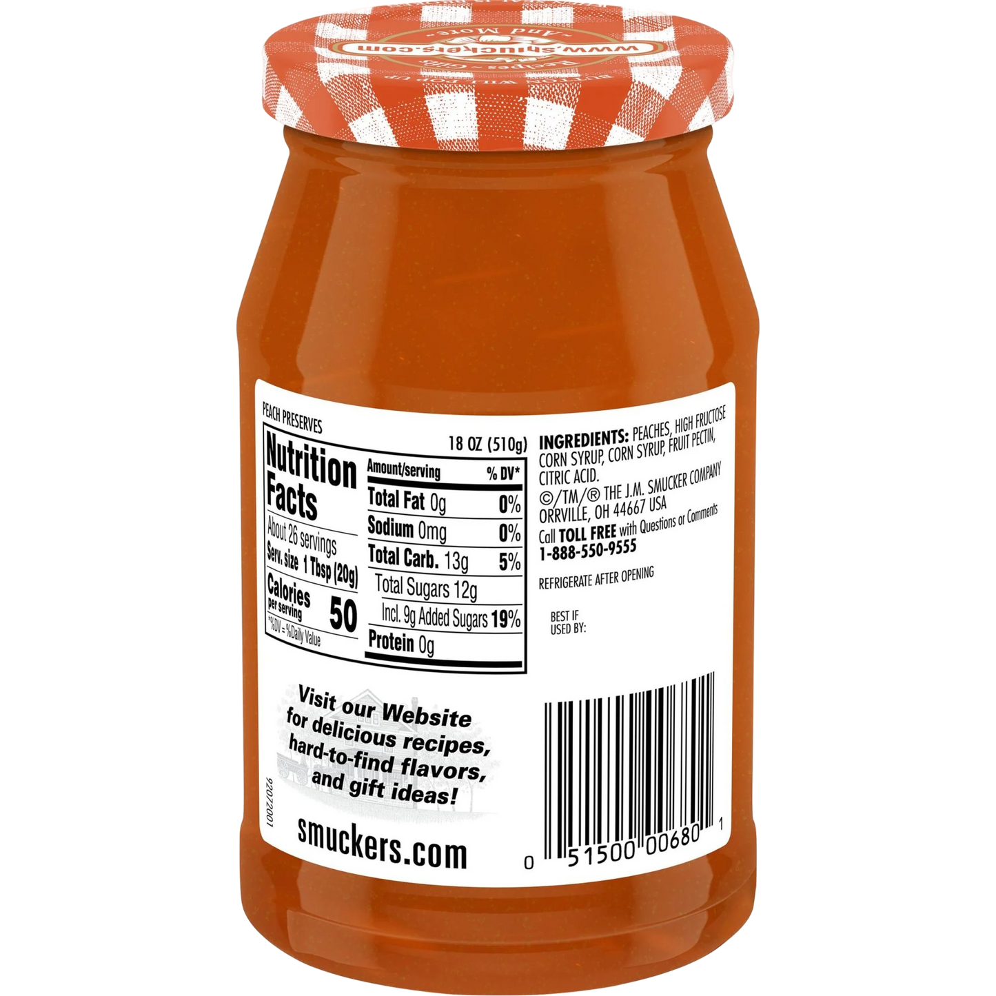 Smucker's Peach Preserves, 18oz