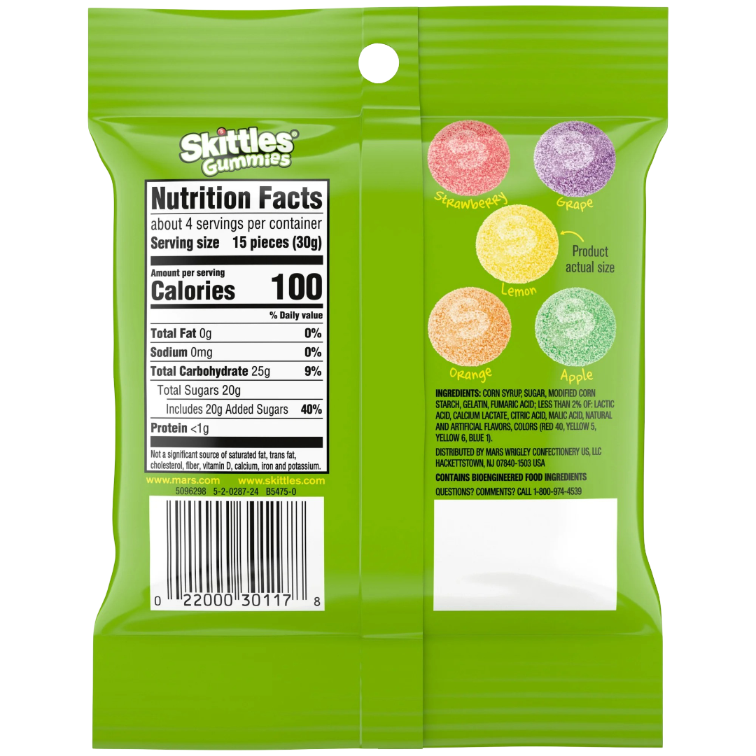 Skittles Gummies Sour Gummy Candy, 4.2oz