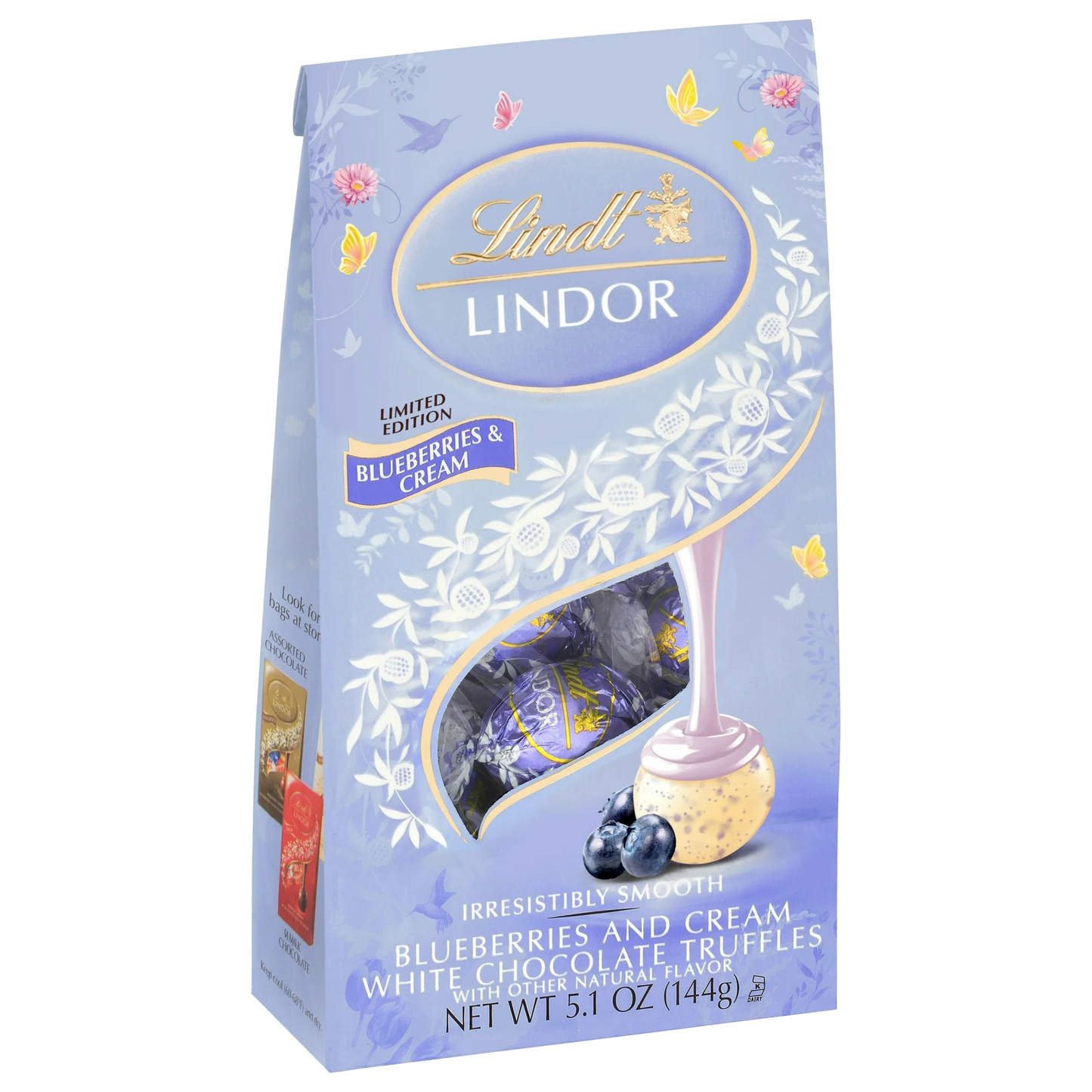 Lindt LINDOR Easter Blueberries & Cream White Chocolate Candy Truffles, 5.1 oz. Bag