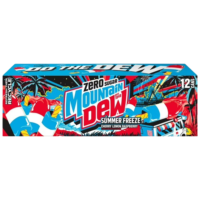 Mountain Dew Summer Freeze Zero Sugar Soda Pop, 12 Pack of 12oz Cans