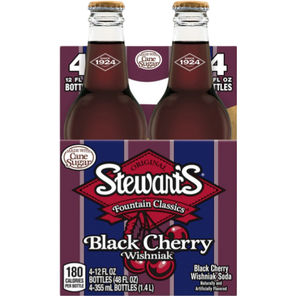 Stewart's Original Black Cherry Wishniak Soda 12 oz Bottle Pack of 4