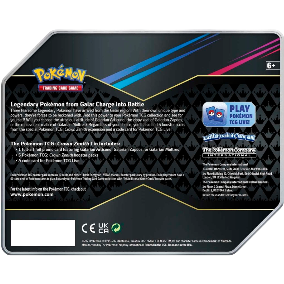 Pokémon TCG: Crown Zenith Tin (Galarian Articuno)