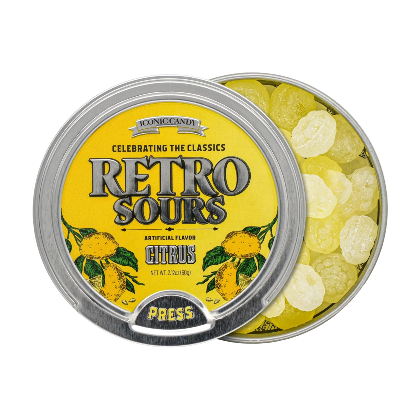 Retro Sours Citrus - Full Display Box Of 8 2.12oz Tins - New & Sealed