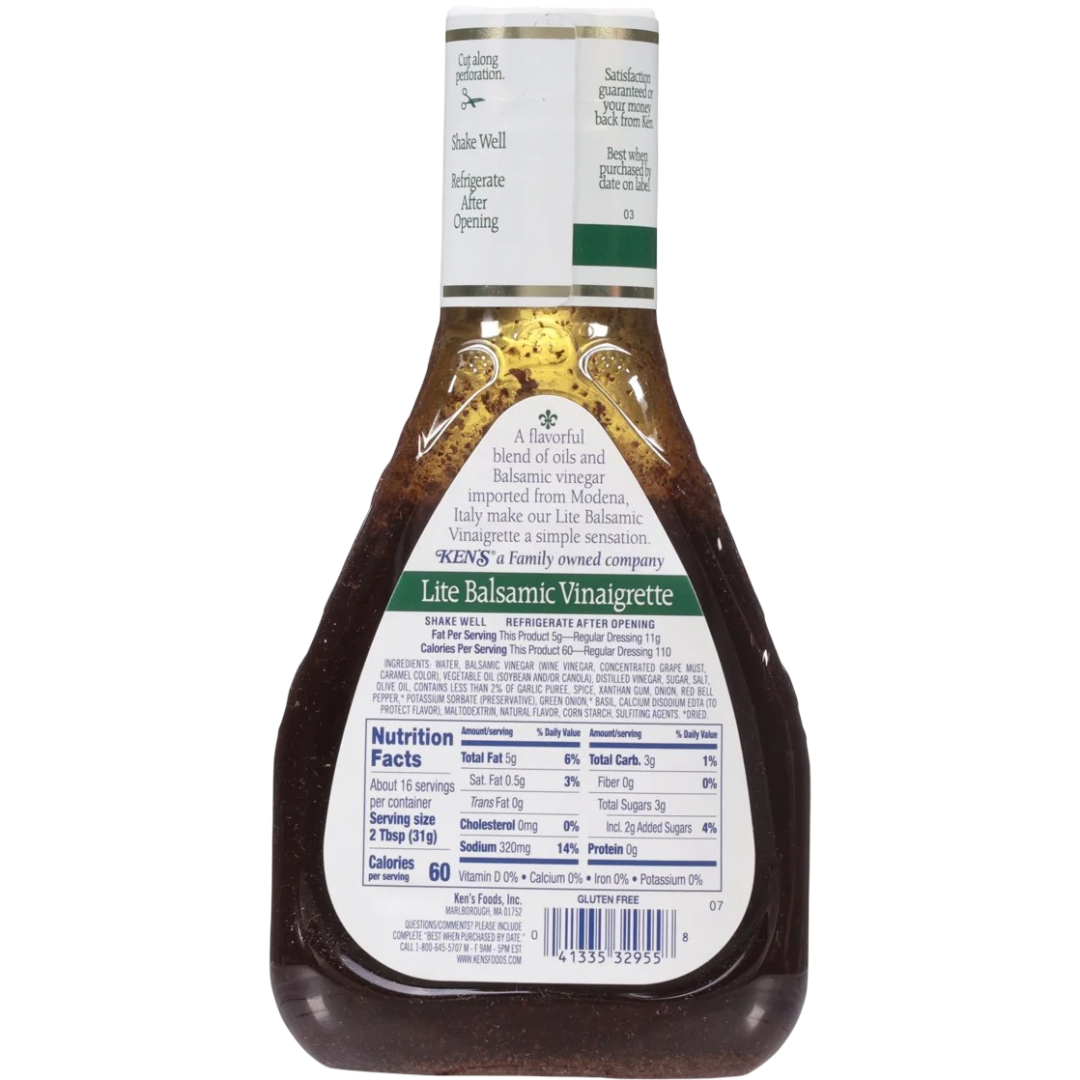 Ken's Steak House Lite Balsamic Vinaigrette Salad Dressing & Marinade, 16 fl oz