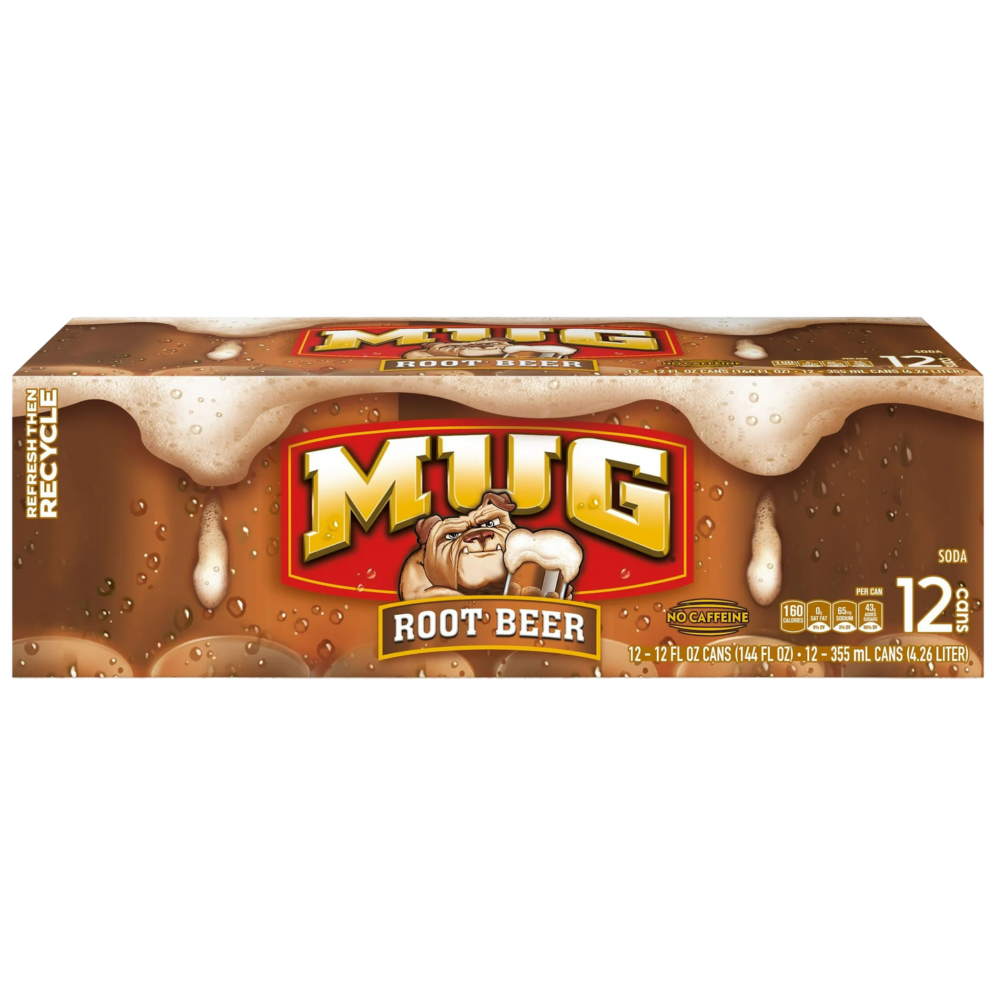 MUG Root Beer Soda Pop, 12 Pack of 12oz Cans
