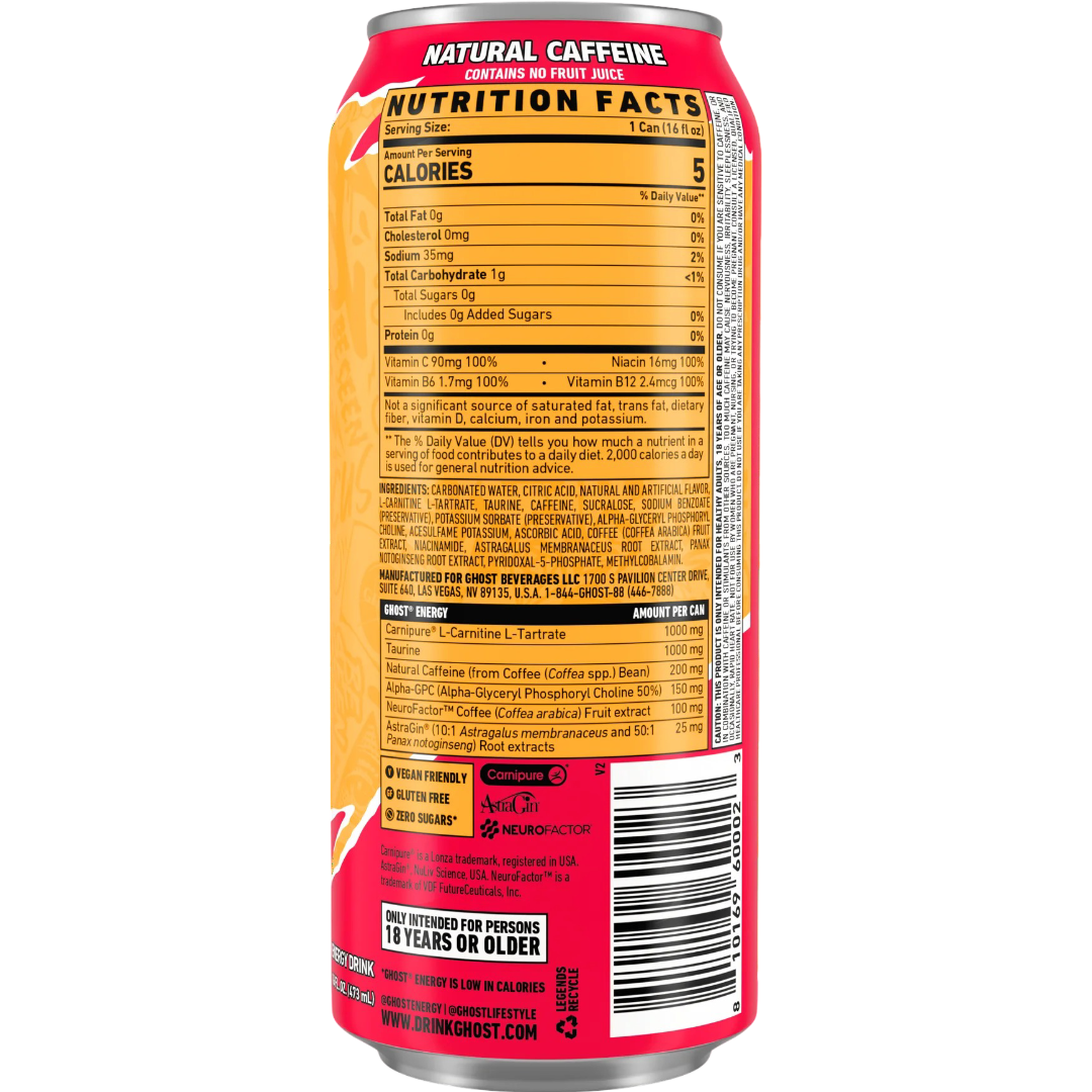 GHOST® ENERGY Zero Sugar Energy Drink, Strawbango, 16 fl oz