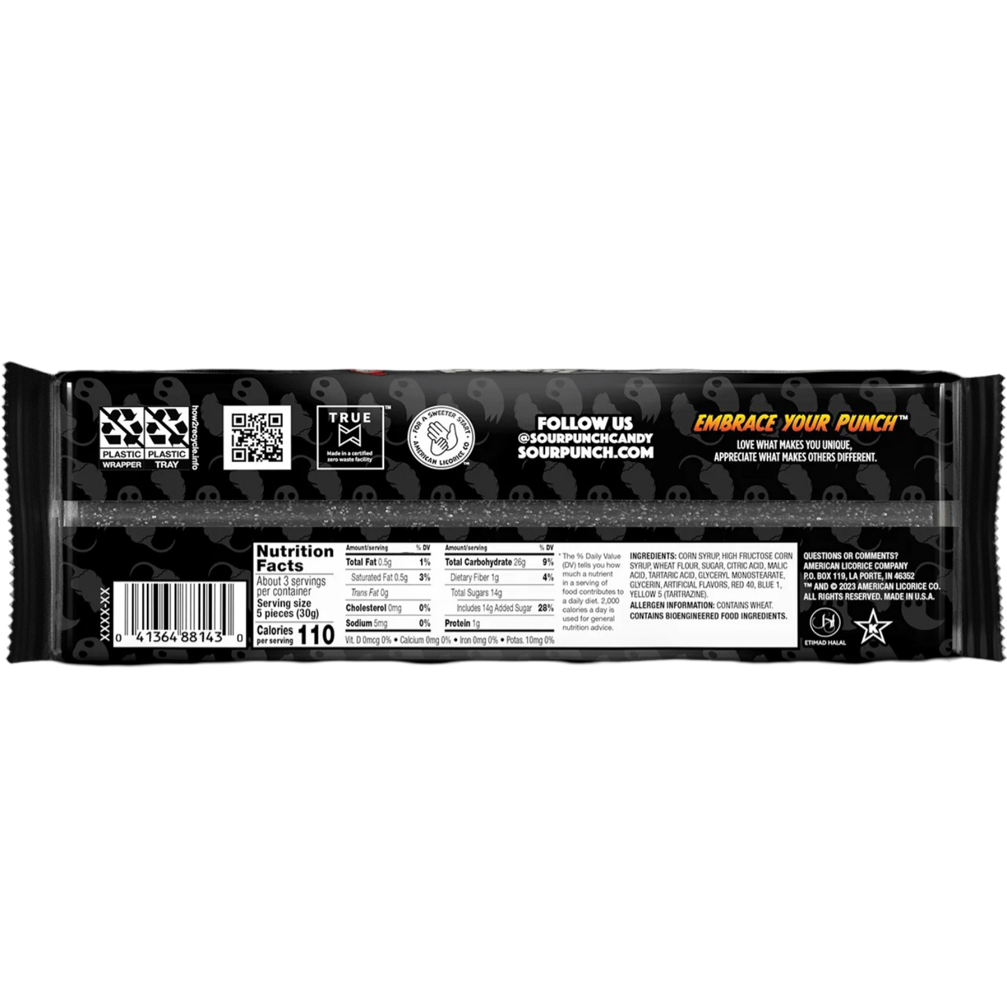 Sour Punch Ghost Pepper Roulette Straws Candy, 3.2 oz