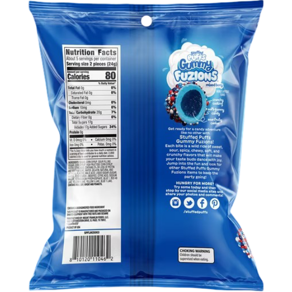 Stuffed Puffs Gummy Fuzions Mixed Berry Candy, 4.23 oz