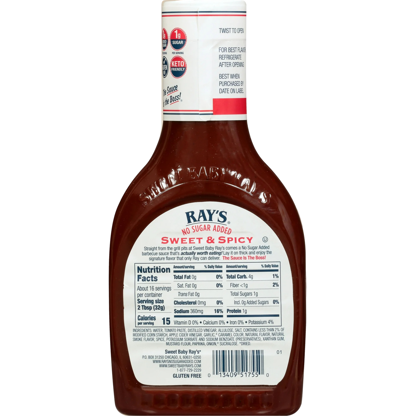 Ray's No Sugar Added Sweet & Spicy Barbecue Sauce 18.5 oz